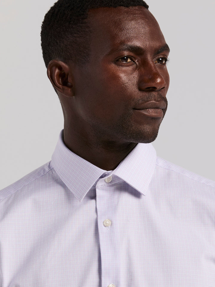 Cotton Mini Plaid Slim Fit Shirt (Orchid Petal) 