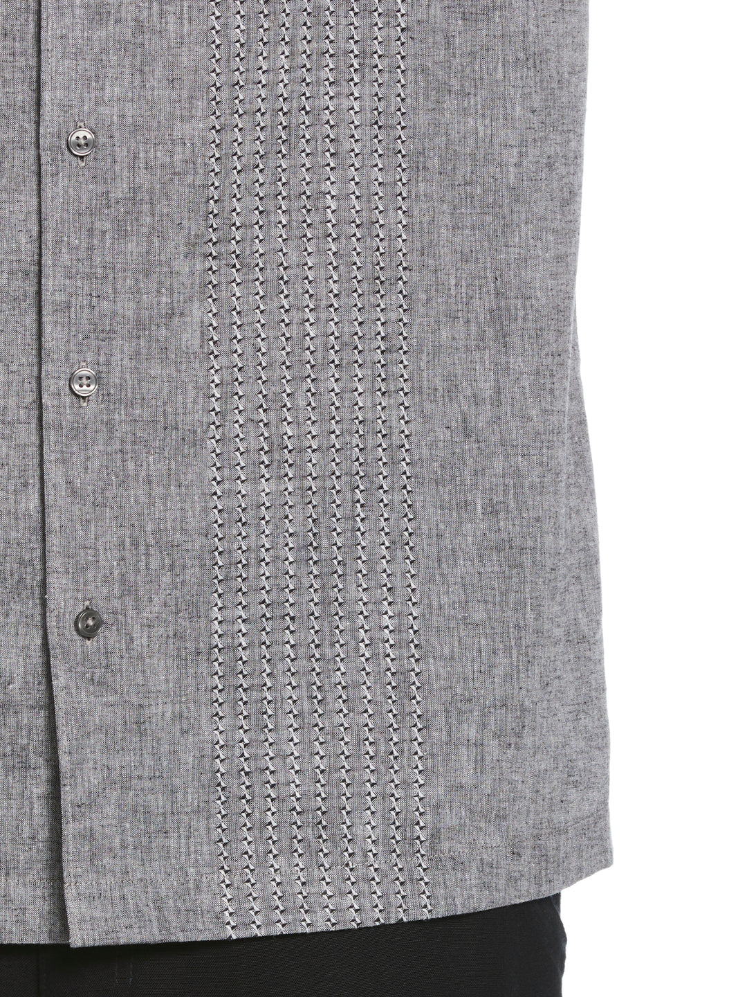 Linen Blend Dobby Panels Shirt (Jet Black) 