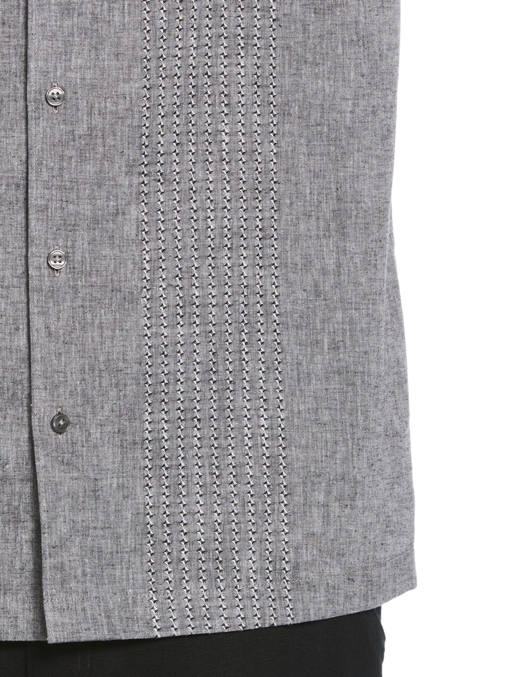 Linen Blend Dobby Panels Shirt (Jet Black) 