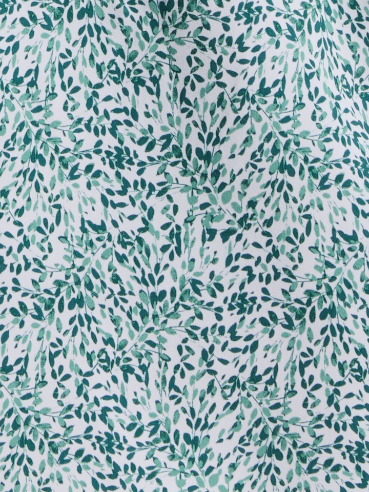 Short Sleeve Botanical Spray Print Button-Down Shirt (Sea Pine) 