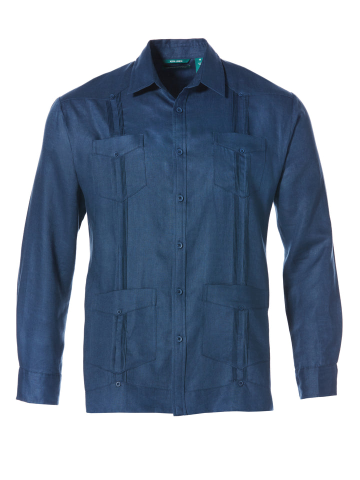 Linen Guayabera Shirt (Ensign Blue) 