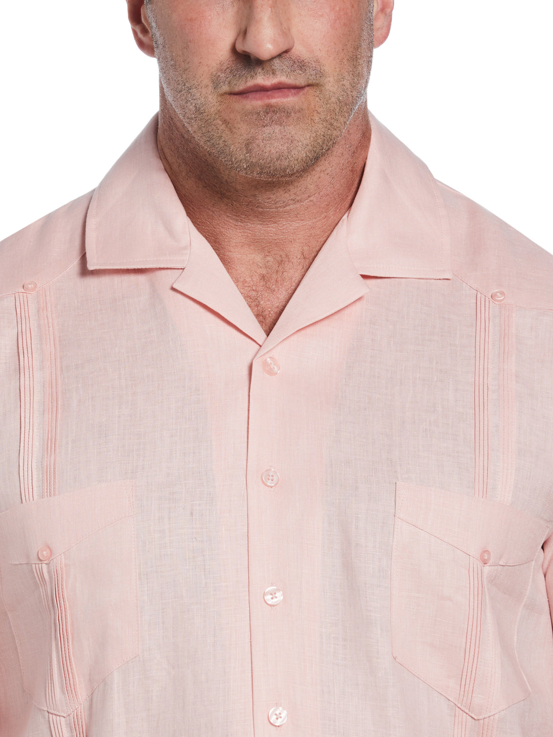 Linen Guayabera Shirt (Silver Pink) 