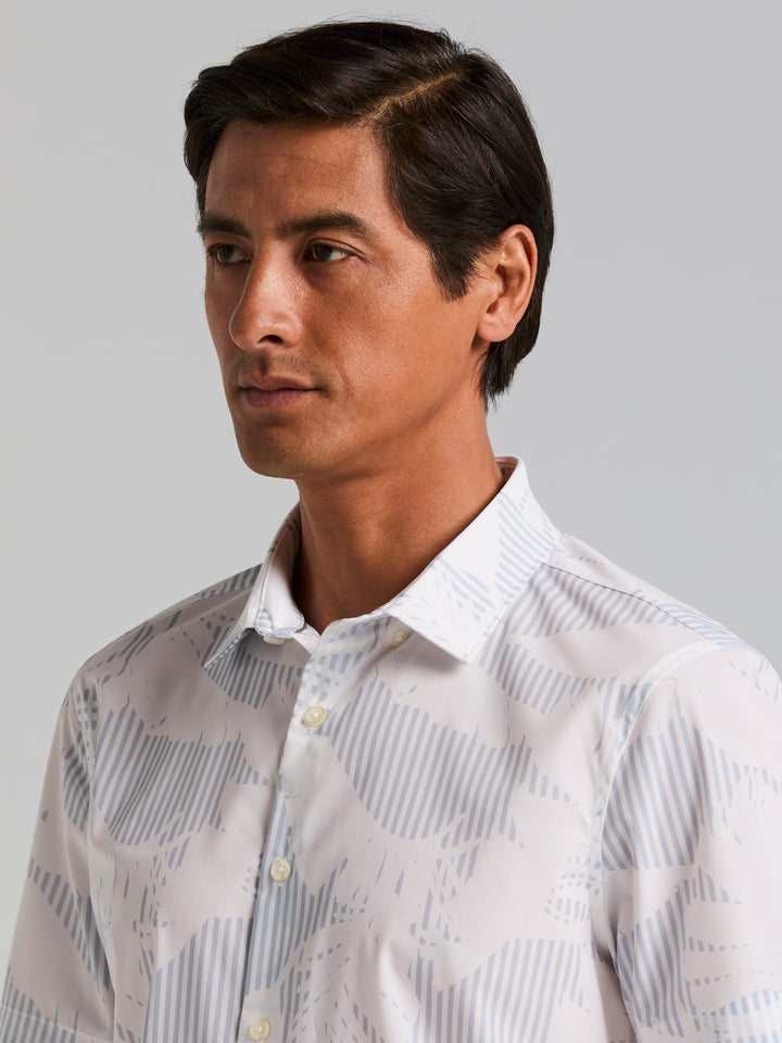 Slim Fit Short Sleeve Feather Print Shirt (Kentucky Blue) 