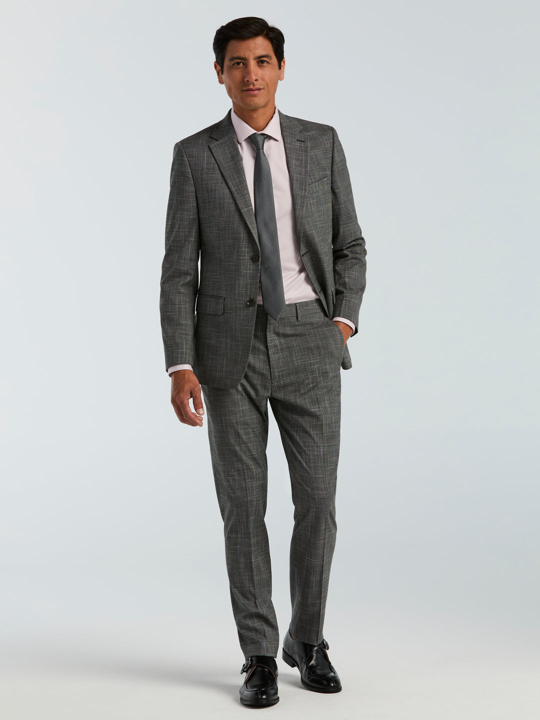 Skinny-Fit Houndstooth Suit Jacket (Black/White) 