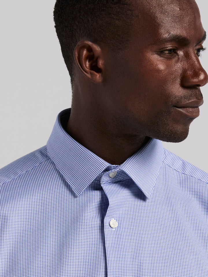 Houndstooth Dobby Long Sleeve Dress Shirt (Galaxy Blue) 