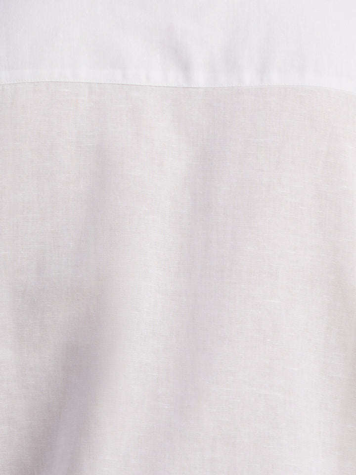Big & Tall Linen Blend Guayabera Shirt (Brilliant White) 