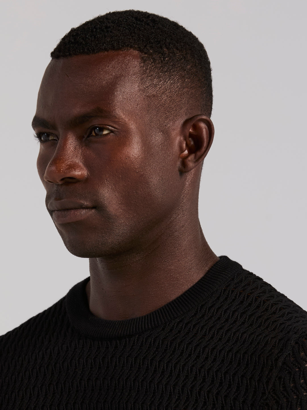Cotton Crew Neck Sweater (Black) 
