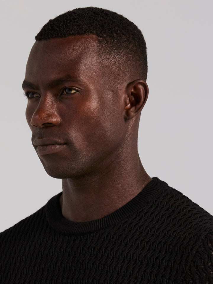 Cotton Crew Neck Sweater (Black) 