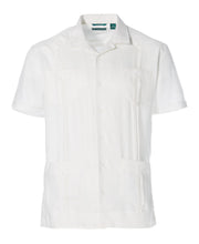 Big and Tall 100% Linen Short Sleeve 4 Pocket Guayabera (Bright White) 