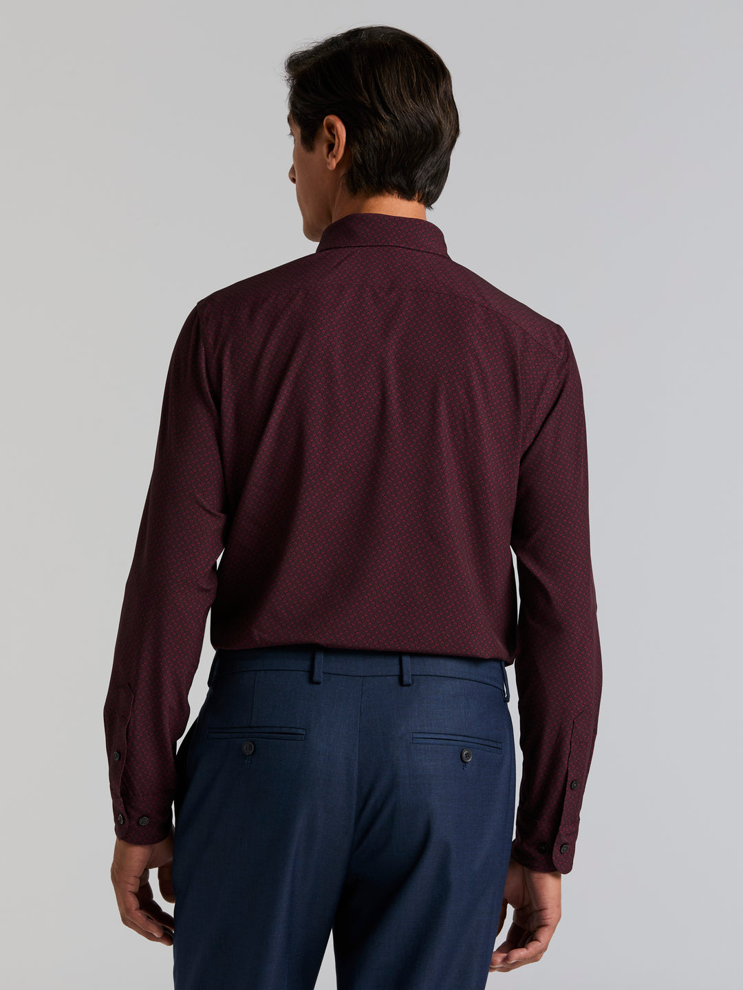 Long Sleeve Diamond Print Slim Fit Shirt (Zinfandel) 