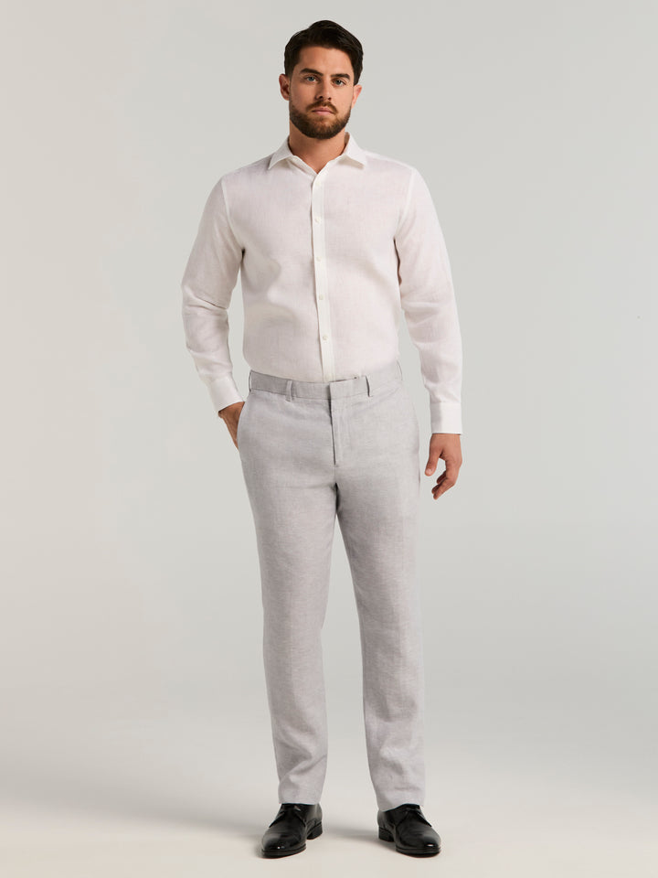 Delave Linen Flat Front Pant (Sleet) 