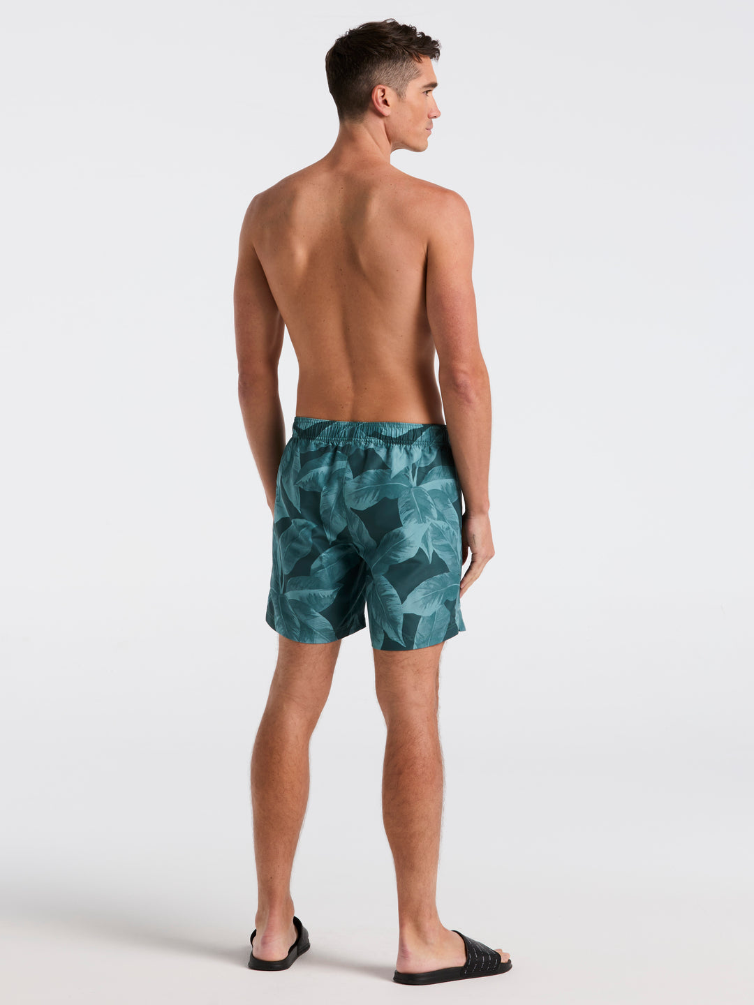 Tropical Plant Print Swim Trunk (Sea Pine) 