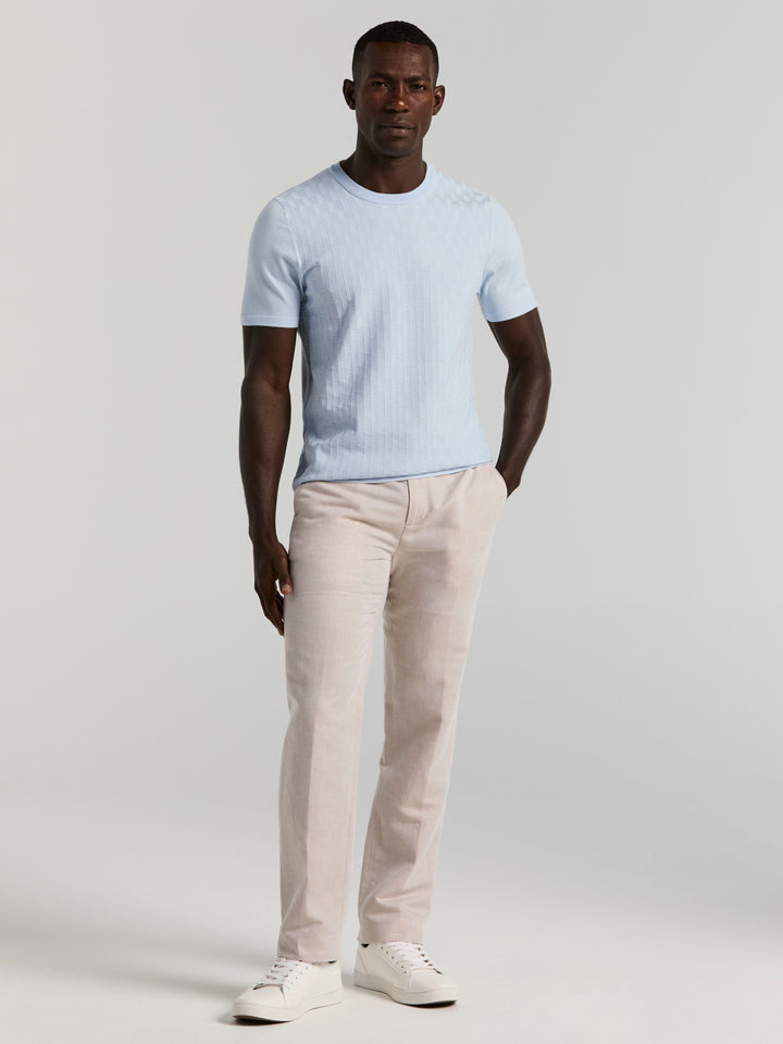 Short Sleeve Geo Texture Crew Sweater (Kentucky Blue) 