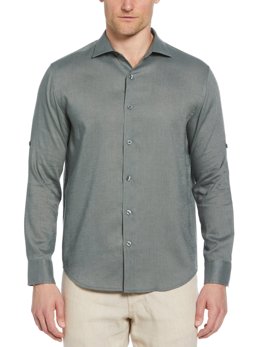 Linen Blend Wrinkle-Resistant Shirt (Balsam Green) 