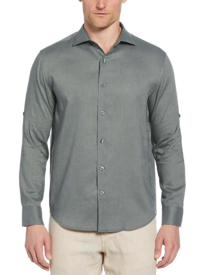 Linen Blend Wrinkle-Resistant Shirt (Balsam Green) 
