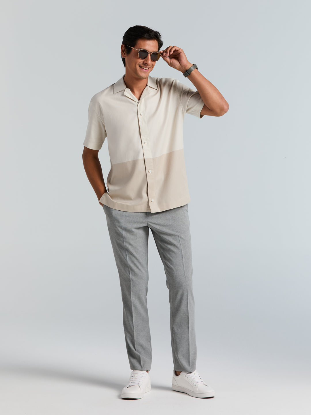 Tonal Colorblock Shirt (Silver Birch) 