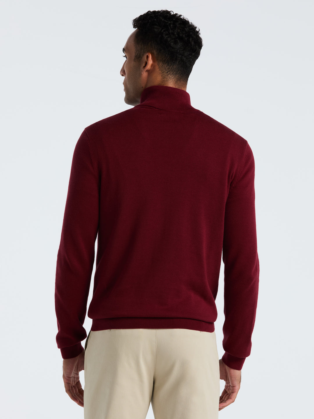 1/4 Zip Cotton Jersey Sweater (Cabernet) 