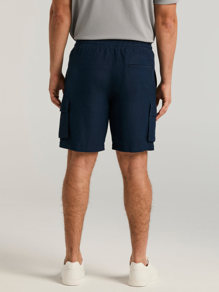 Linen Blend 8" Cargo Short (Dress Blues) 