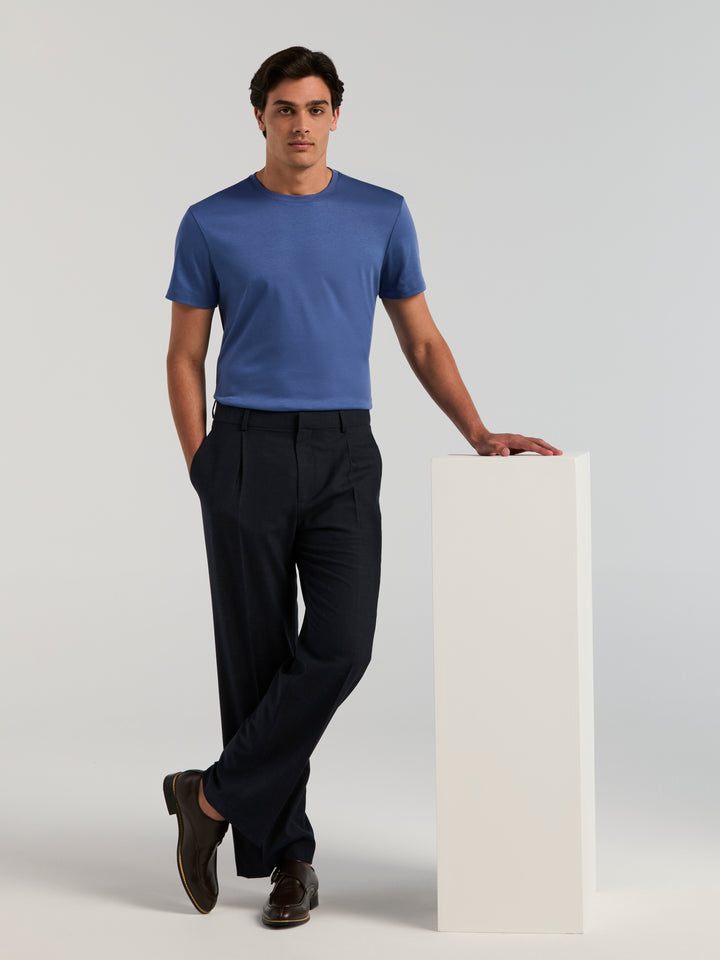Classic Pleated Suit Pants (Dark Sapphire) 