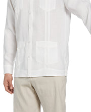 Big and Tall 100% Linen Long Sleeve 4 Pocket Guayabera (Bright White) 