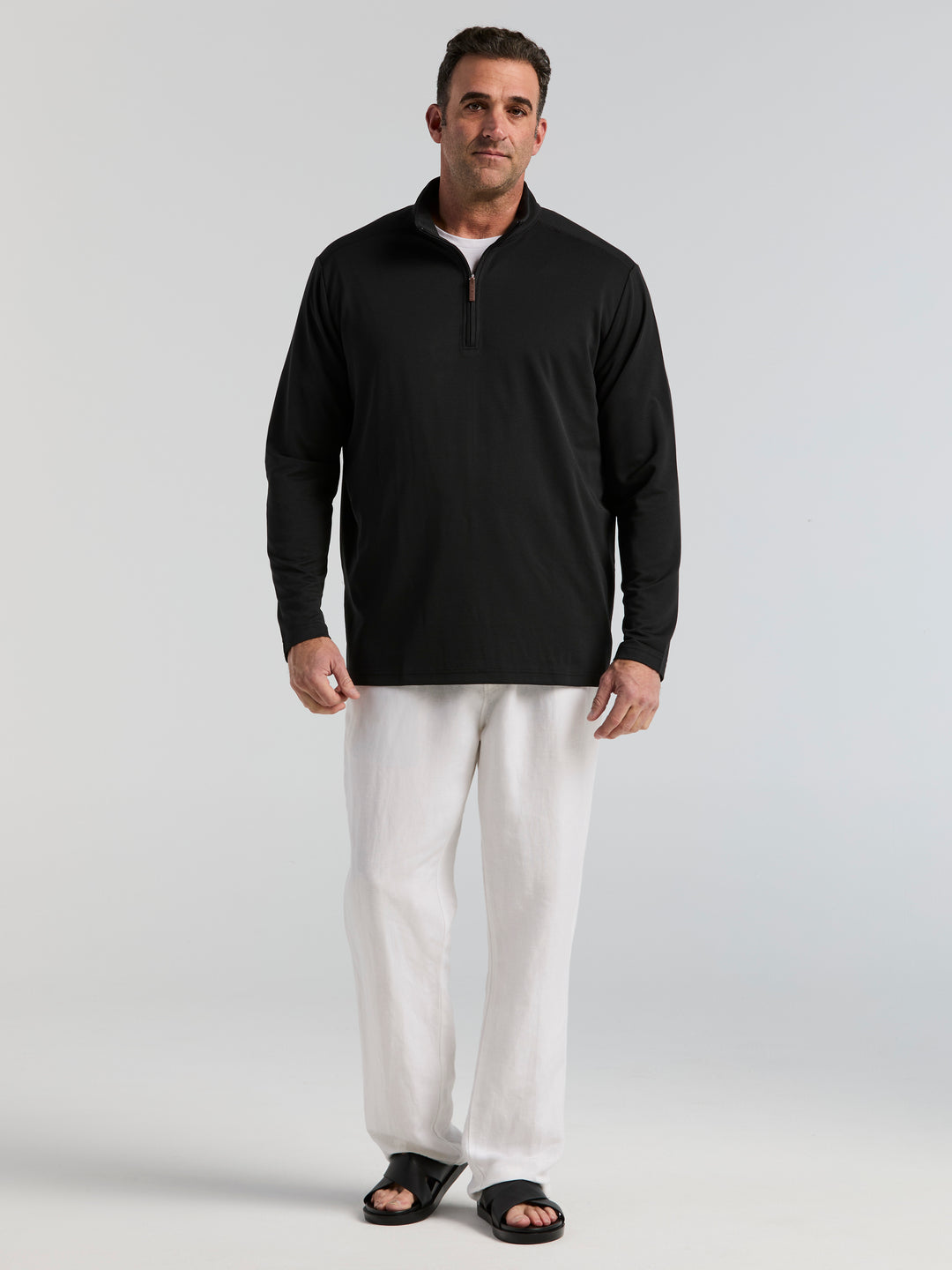 Big & Tall 1/4 Zip Long Sleeve Sweater (Jet Black) 