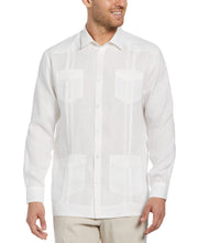 Big and Tall 100% Linen Long Sleeve 4 Pocket Guayabera (Bright White) 