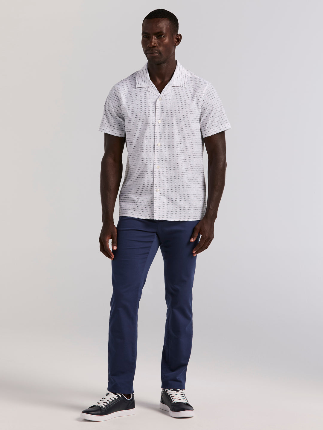 Hexagon Pop Print Camp Collar Shirt (Bright White) 