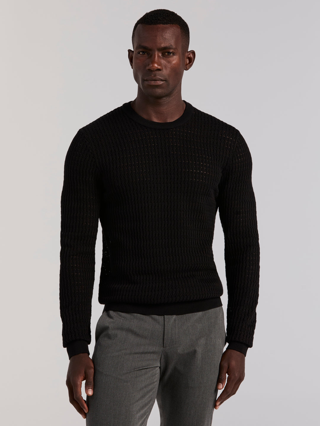 Cotton Crew Neck Sweater (Black) 