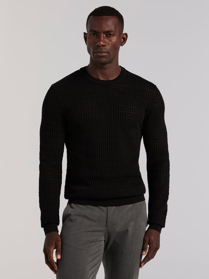 Cotton Crew Neck Sweater (Black) 