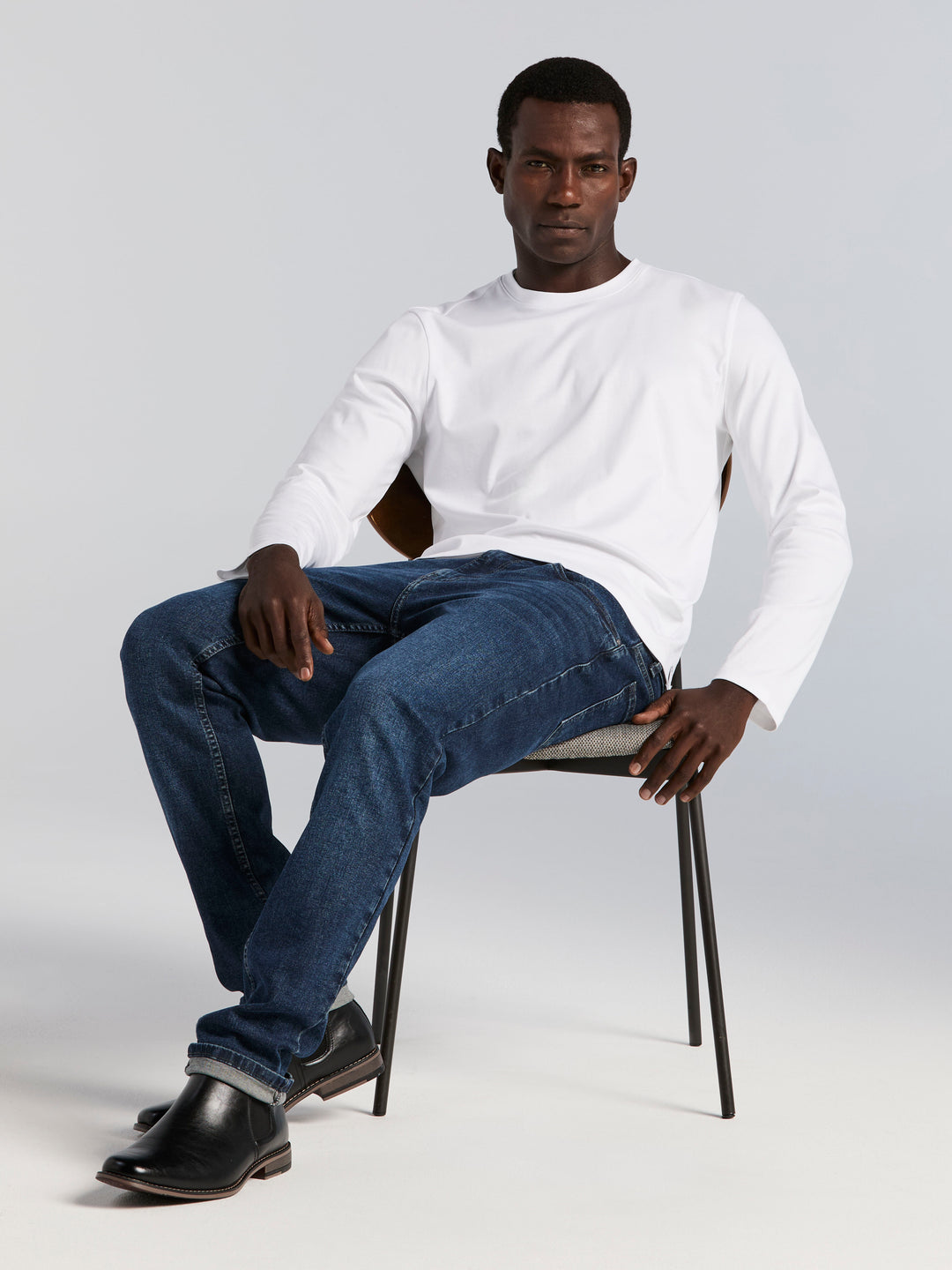 Interlock Crew Neck Long Sleeve Tee (Bright White) 