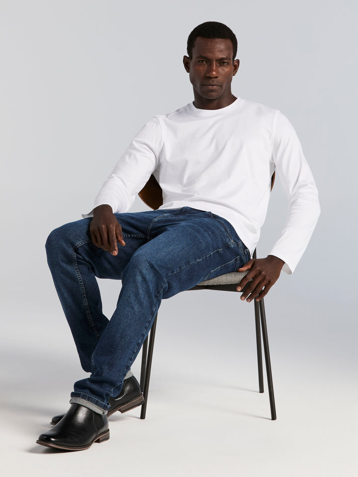 Interlock Crew Neck Long Sleeve Tee (Bright White) 