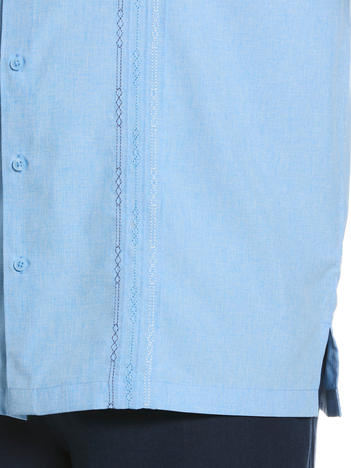 Big & Tall Chambray Geo Embroidery Shirt (Dream Blue) 