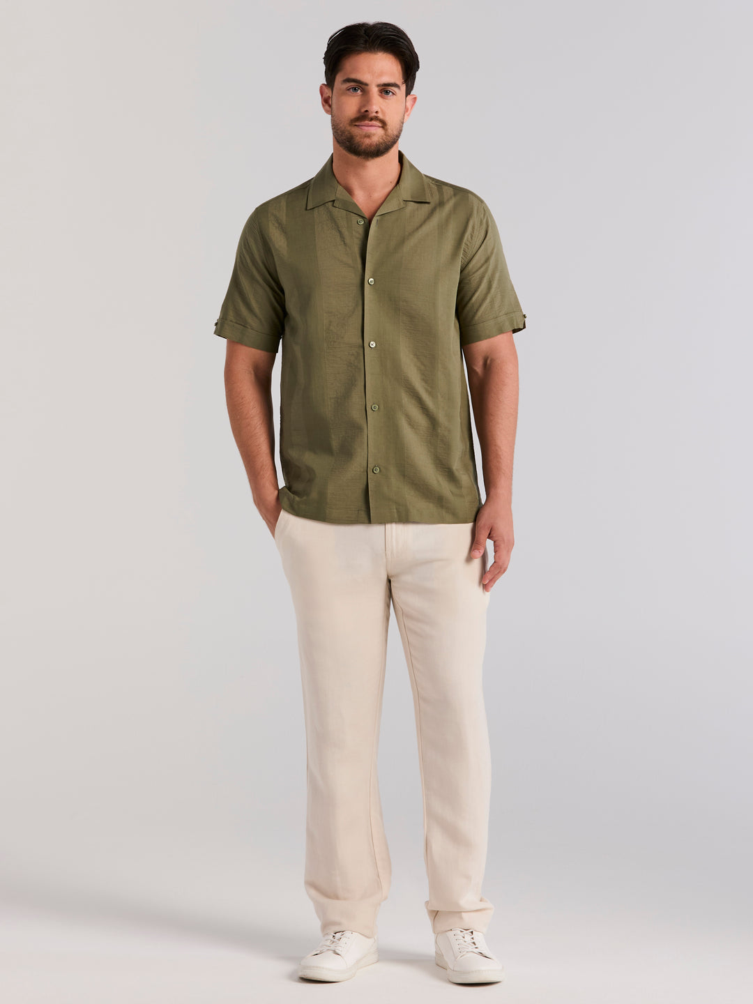 Seersucker Texture Shirt (Olivine) 