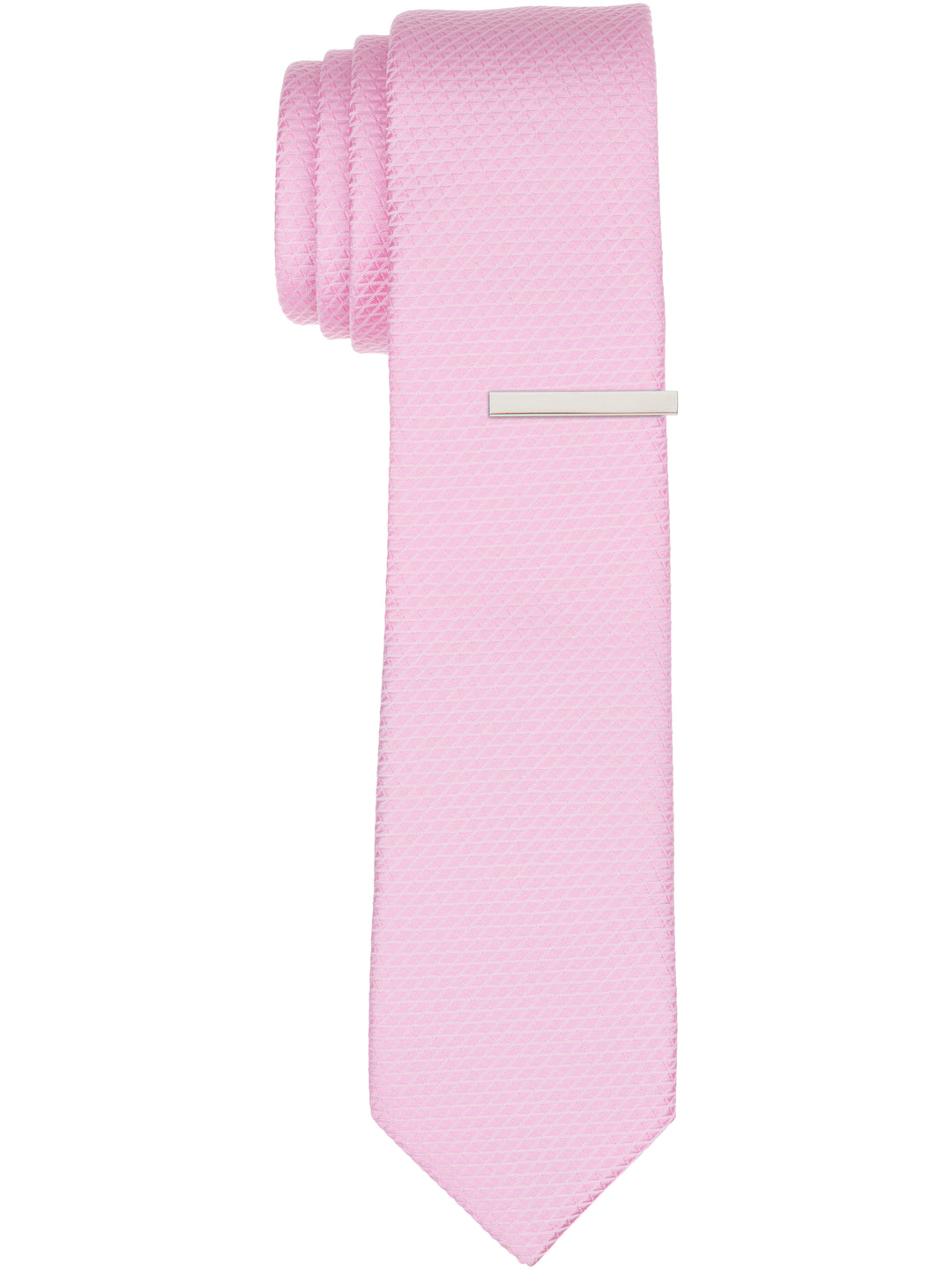 Solid Plain weave Micro Slim Tie (Pink) 