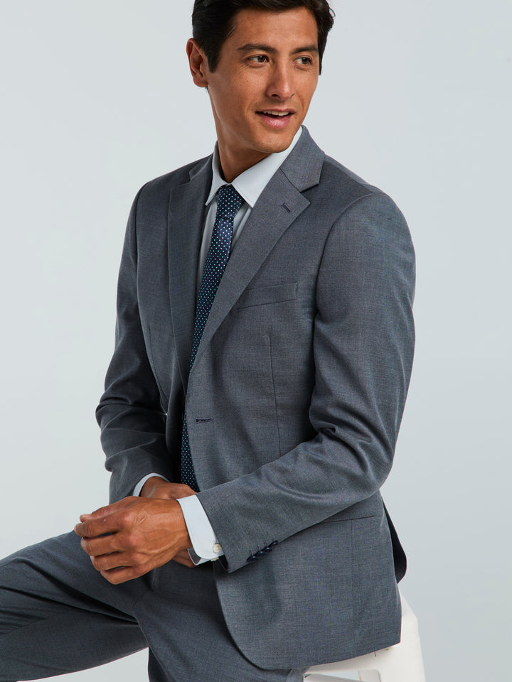 Skinny-Fit Textured Suit Jacket (Blue) 