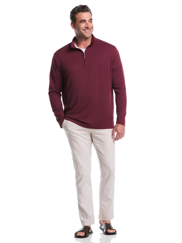 Big & Tall 1/4 Zip Long Sleeve Sweater (Windsor Wine) 