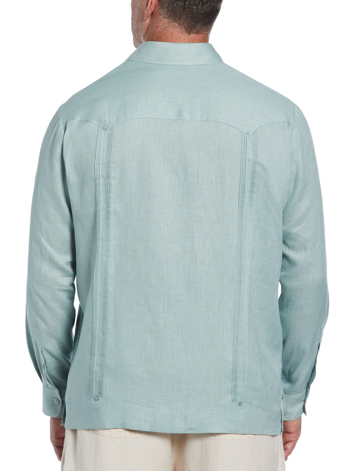 Big & Tall Linen Guayabera Shirt (Blue Surf) 