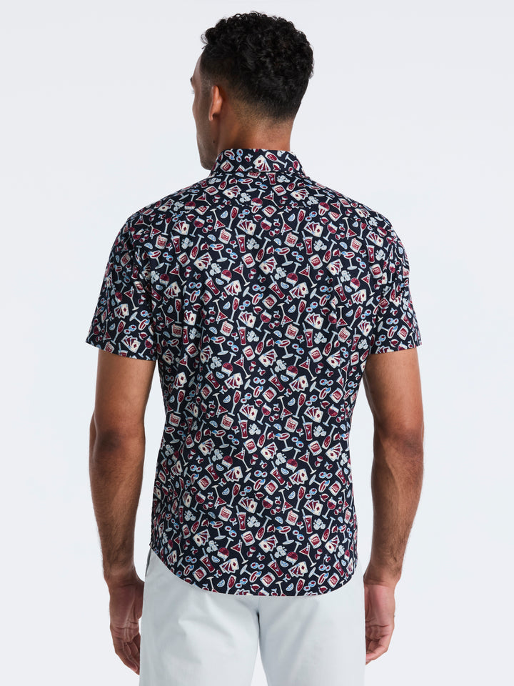 Cotton Drinks Print Shirt (Dark Sapphire) 