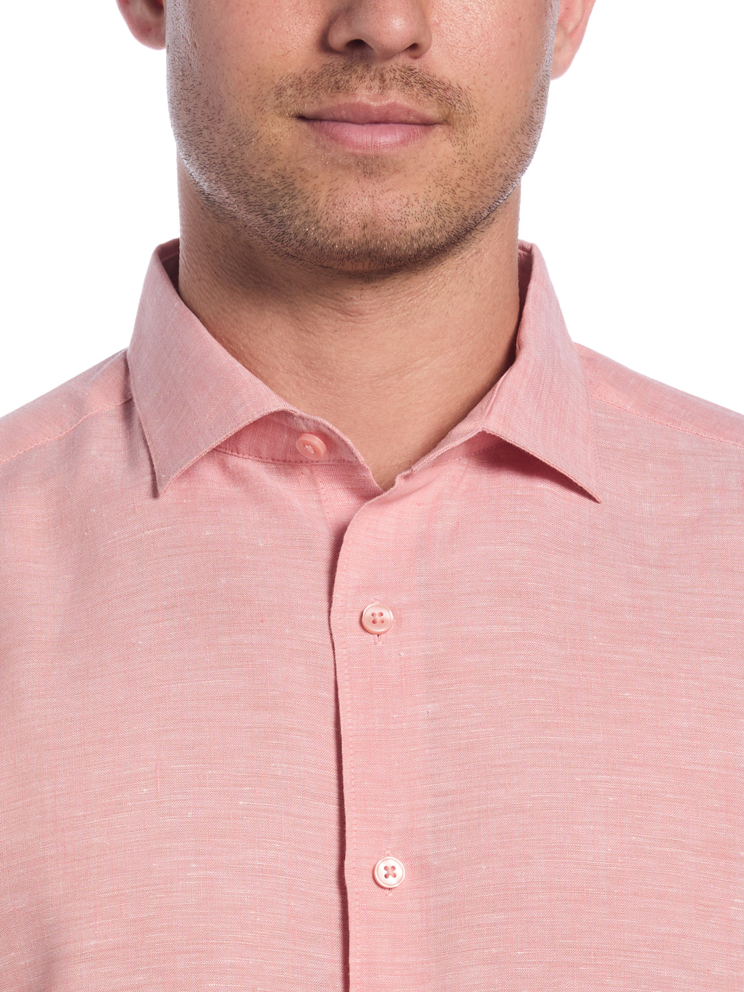 Linen Blend Wrinkle-Resistant Shirt (Terra Cotta) 