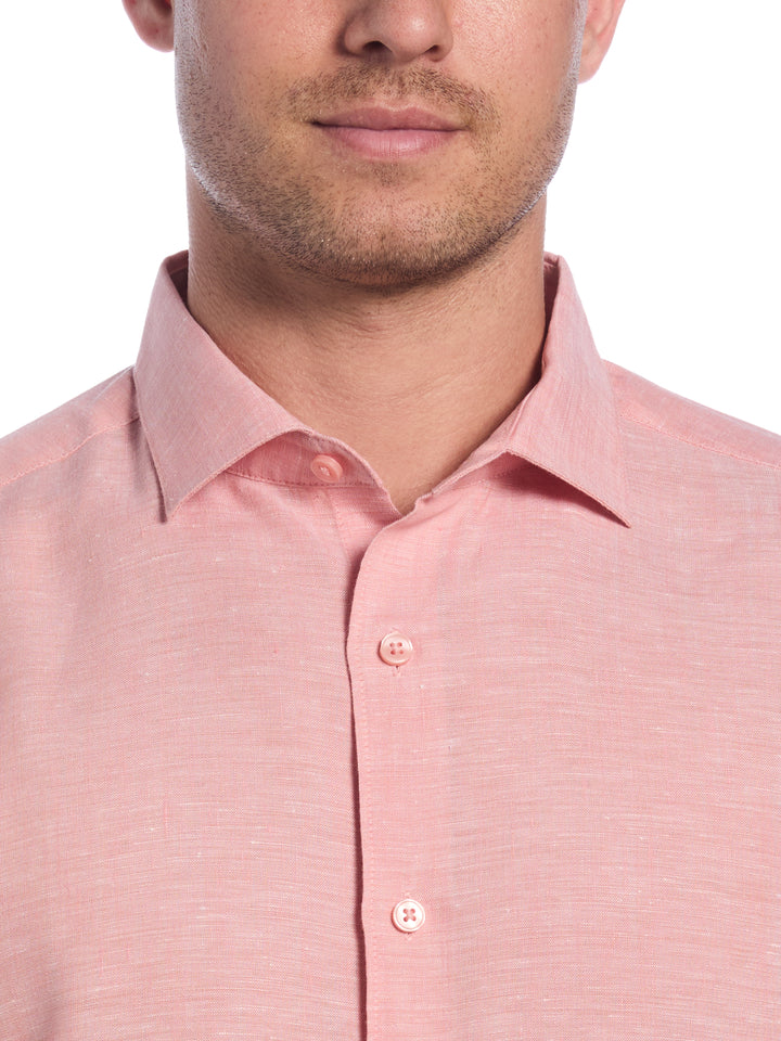 Linen Blend Wrinkle-Resistant Shirt (Terra Cotta) 