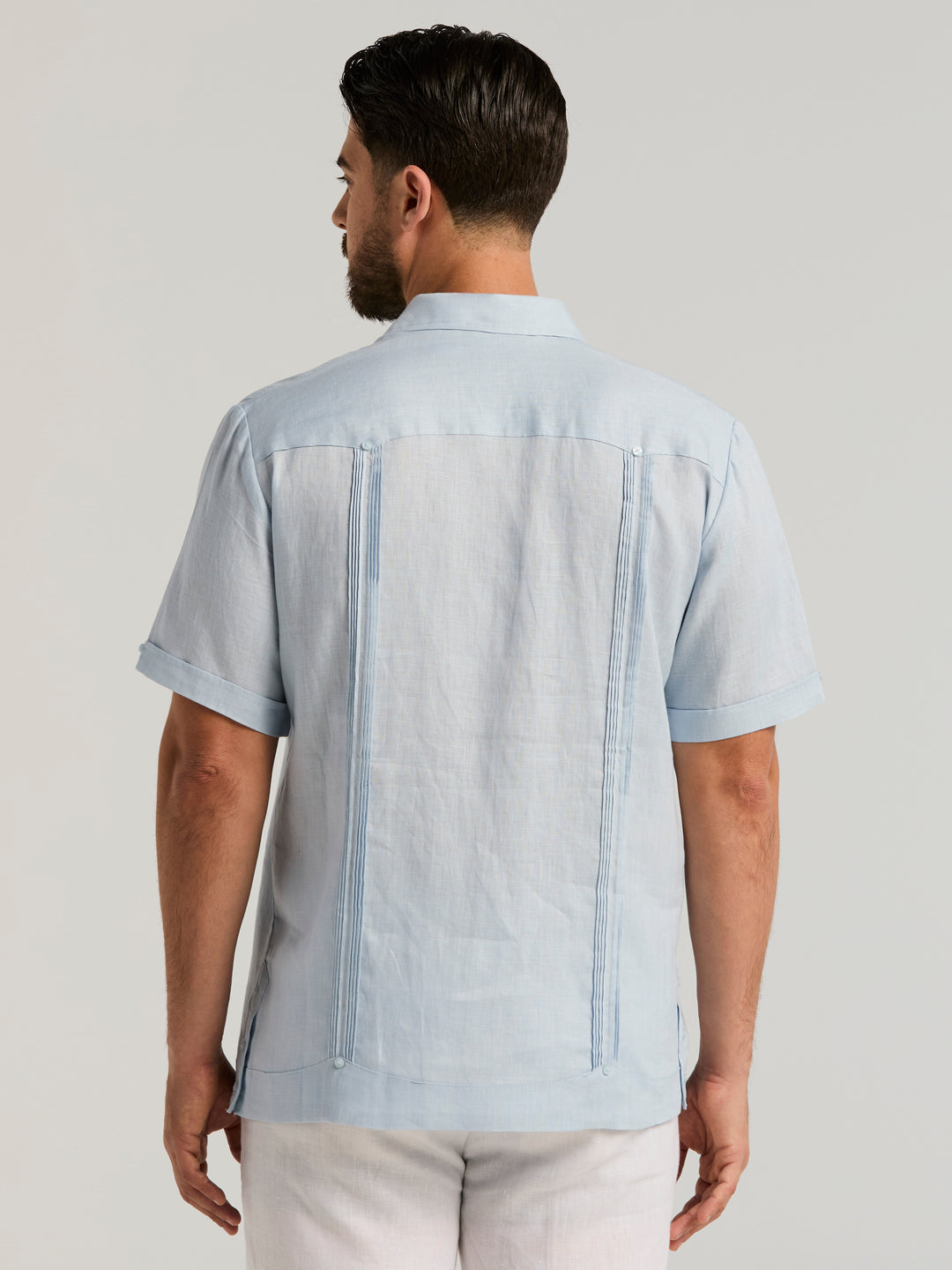 Linen Short Sleeve Guayabera Shirt (Cashmere Blue) 