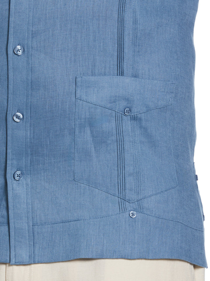 Big & Tall Linen Guayabera Shirt (Captains Blue) 