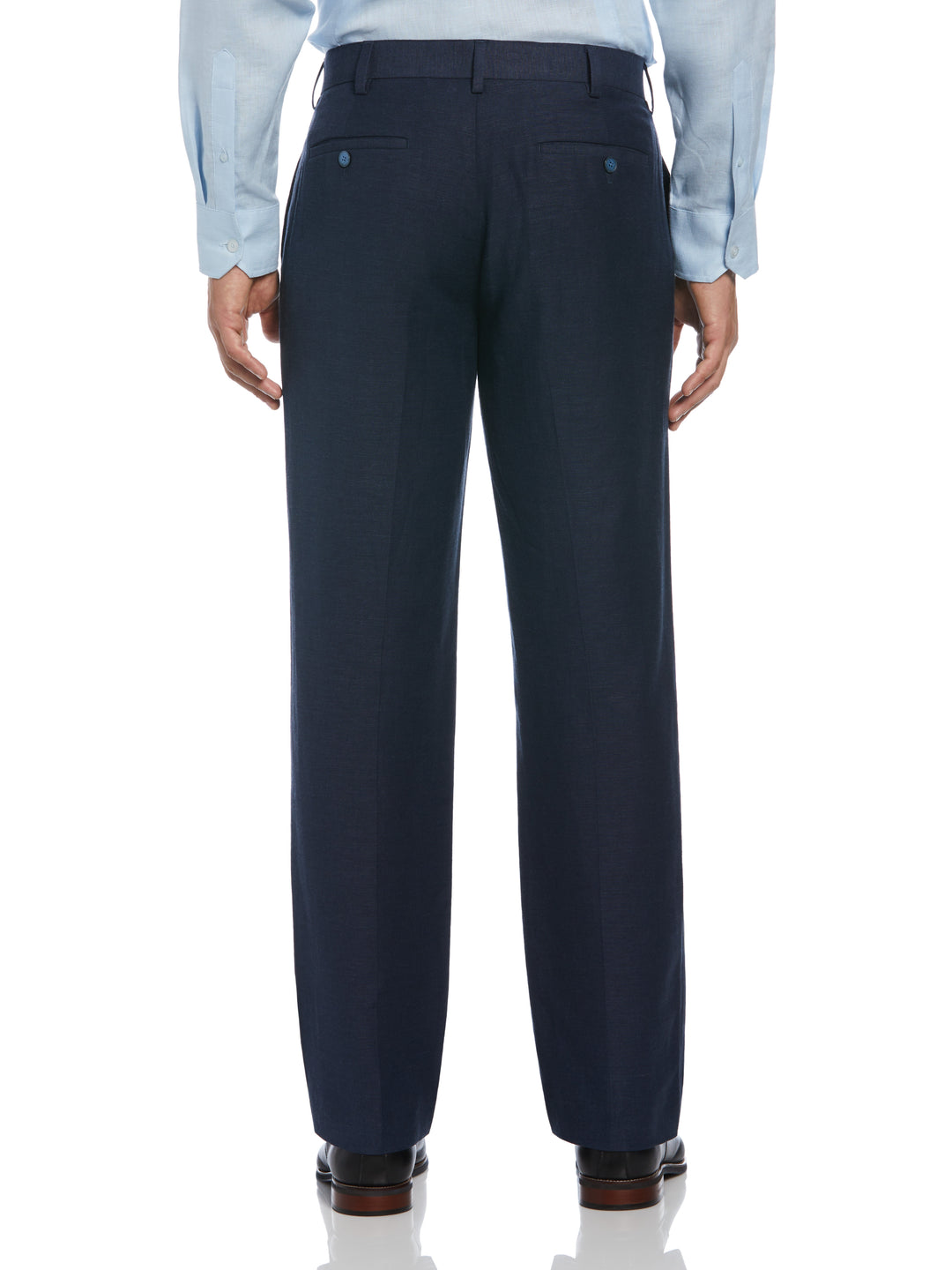 Linen Blend Flat Front Dress Pant (Dress Blues) 