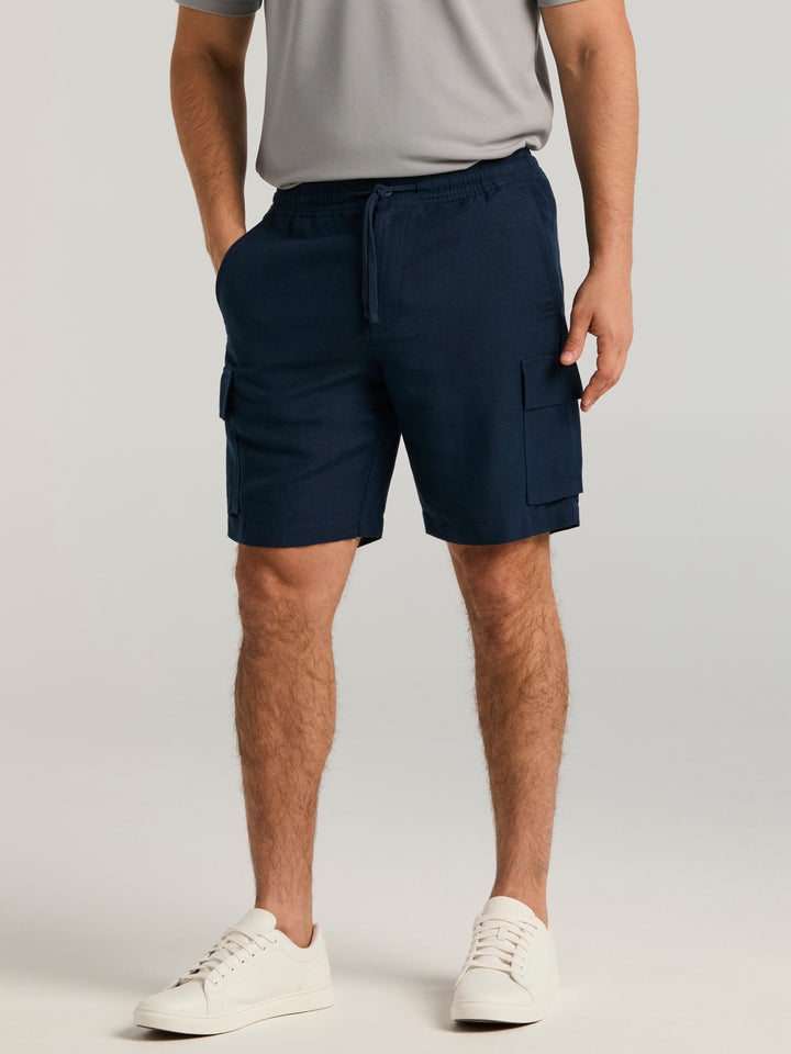 Linen Blend 8" Cargo Short (Dress Blues) 