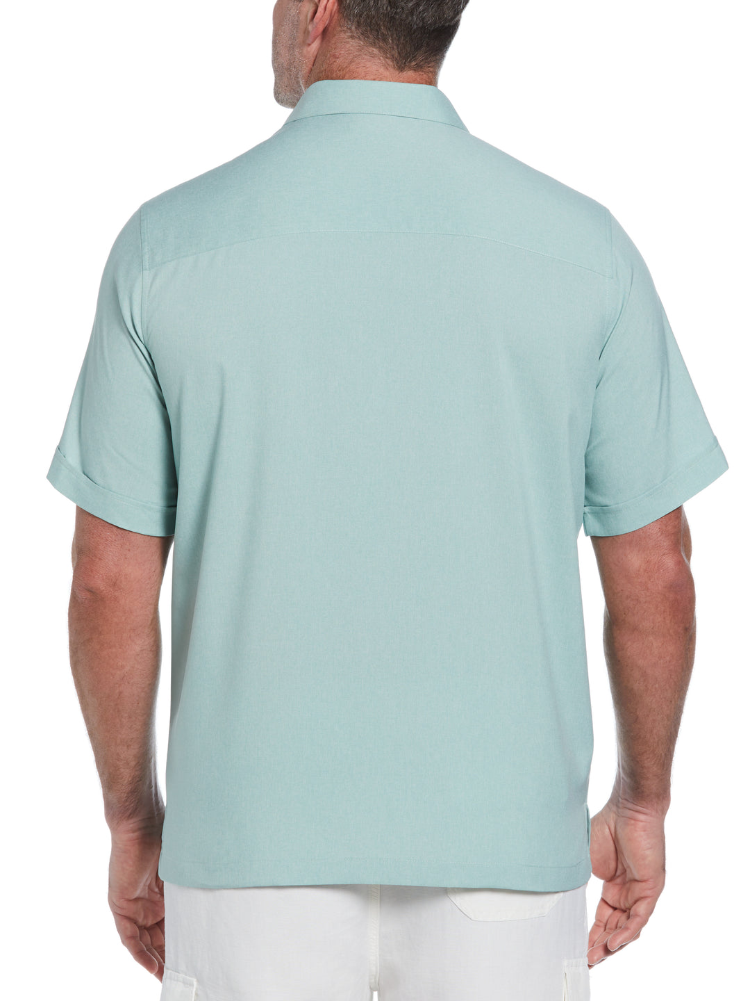 Big & Tall Two-Tone Cross Tuck Chambray Shirt (Blue Surf) 