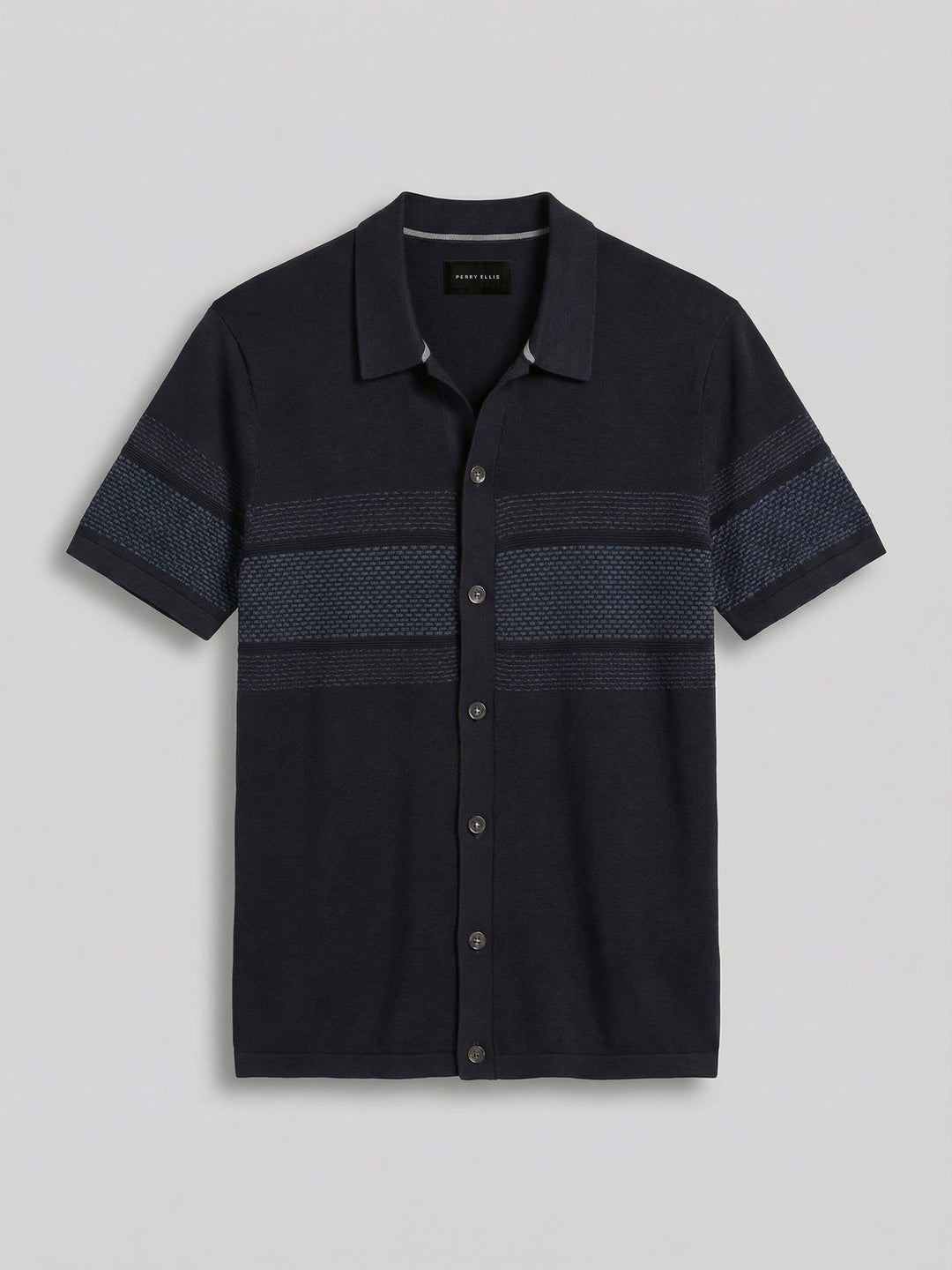 Cotton Modal Textured Button Front Sweater (Dark Sapphire) 