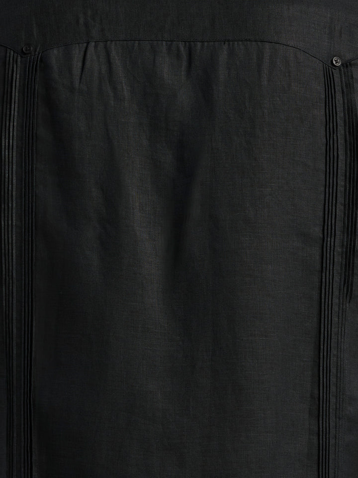 Linen Guayabera Shirt (Jet Black) 