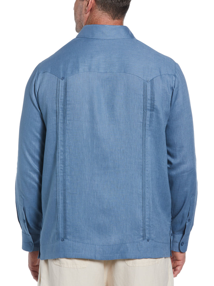 Big & Tall Linen Guayabera Shirt (Captains Blue) 