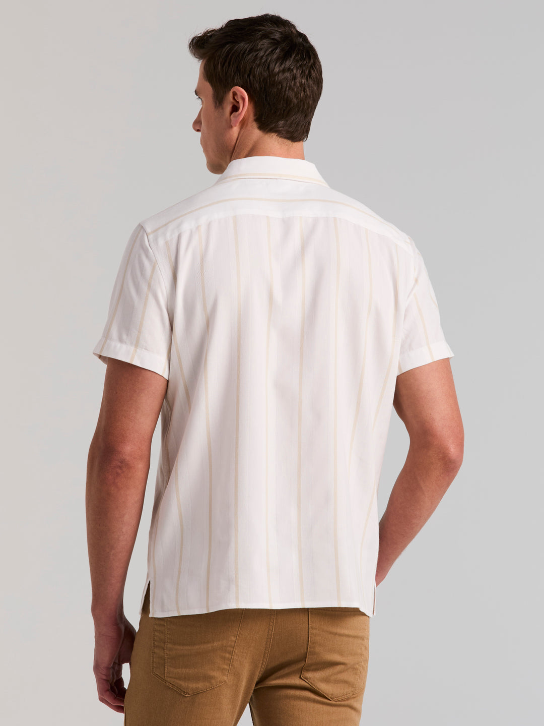 EcoVero™ Striped Camp Collar Shirt (Castle Wall) 