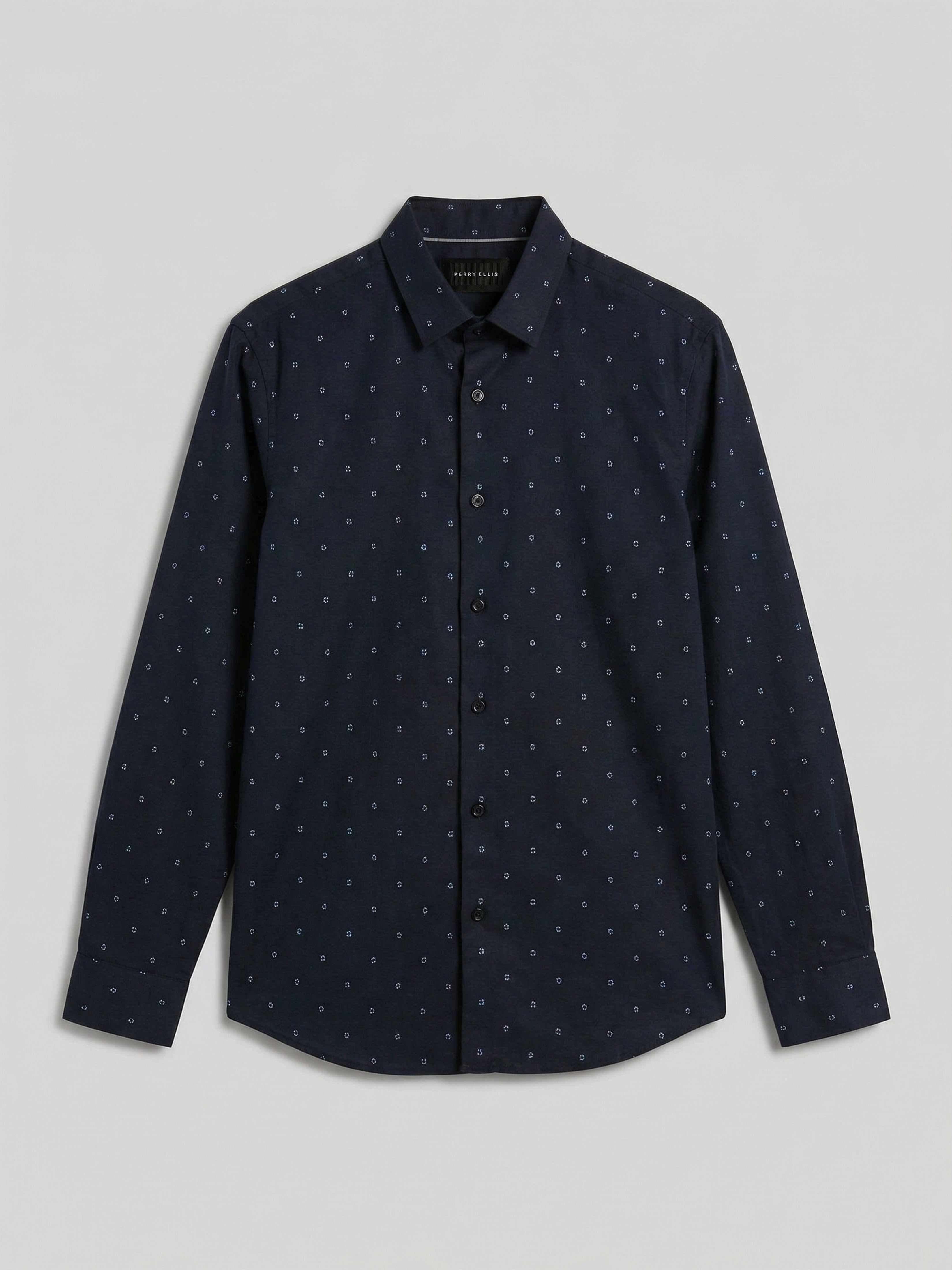 Untucked Linen Blend Geo Dot Print Shirt – Perry Ellis